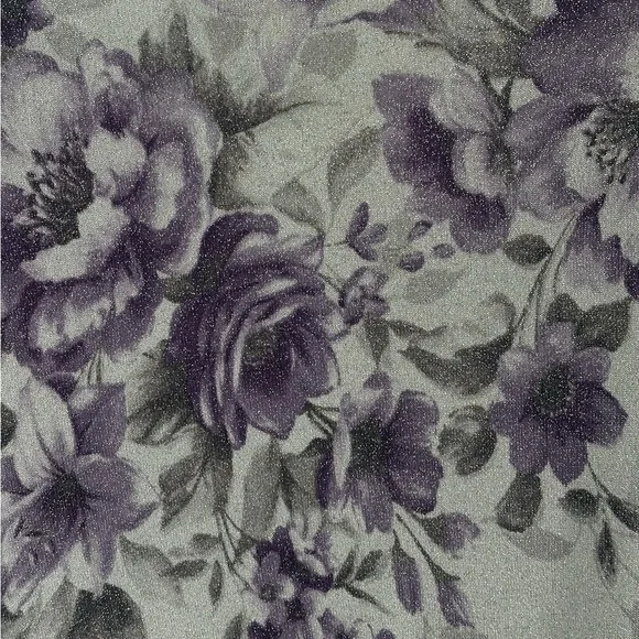 Women’s Floral Glitter Knit Top with Embellished Neckline - Purple/Gray - Picture 5 of 16